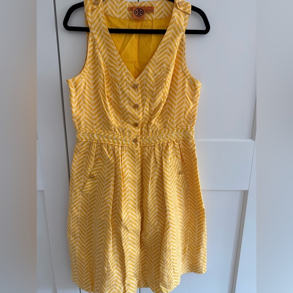 Tory Burch Yellow Chevron Dress